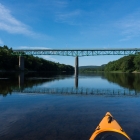 Starting my kayak trip down the Delaware River from Milford Beach.