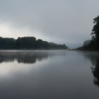 I woke up around 7 and the river was covered in a misty fog.  Very cool looking.