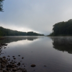 I woke up around 7 and the river was covered in a misty fog.  Very cool looking.