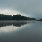 I woke up around 7 and the river was covered in a misty fog.  Very cool looking.